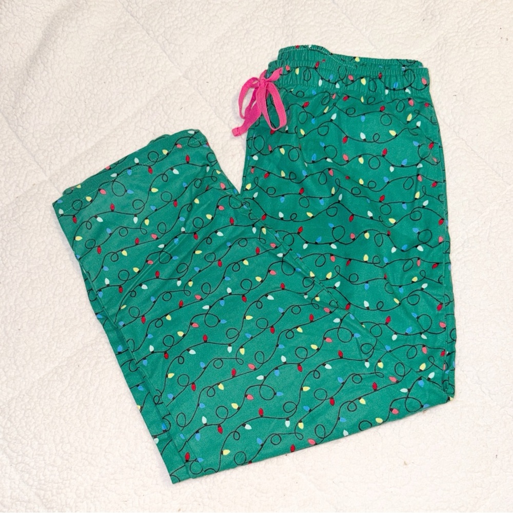 Festive Green Kids Pajamas with Colorful Lights - Picture 1 of 6